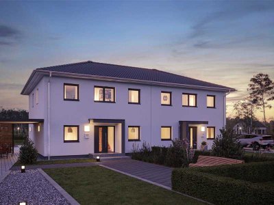 Modernes Doppelhaus mit Grundstück und Garten in ruhiger Lage