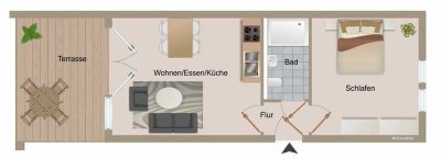 2 Zimmer Erdgeschosswohnung mit Terrasse und Garten  in Bruchsal-Heidelsheim