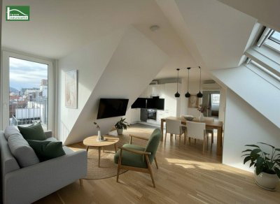 Klimatisierte Maisonette mit Weitblick-Dachterrasse in top Lage nahe U6, Millennium City und Donau!