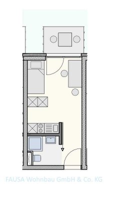 721+004 - Studenten-Apartment mit Terrasse und Duschbad