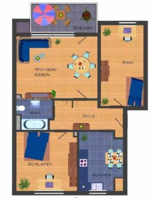 Gepflegte 3-ZKB WHG mit Loggia, EBK und Weitblick