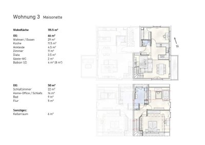 Großzügige 4-Zimmer Maisonette-Wohnung mit Balkon in Ehrenkirchen