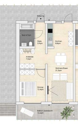 Moderne 2-Zimmer Wohnung mit Balkon in idyllischer Waldlage