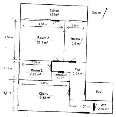 3,5-Zimmer-Wohnung mit Balkon und EBK in Osnabrück