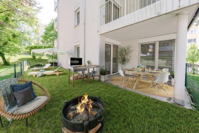 Neubauwohnung mit 100 m² Garten in Toplage nahe LKH – zwei Terrassen &amp; Garagenplatz