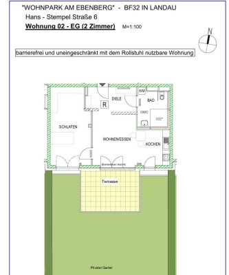 LGS /Ebenberg Barrierefreie 2-Zimmer Wohnung im EG mit Garage in Landau (Stadt)