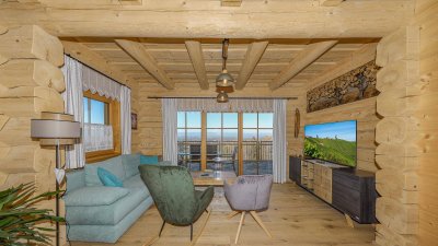 Blockhaus-Chalet mit traumhaftem Ausblick in idyllischer Ruhelage
