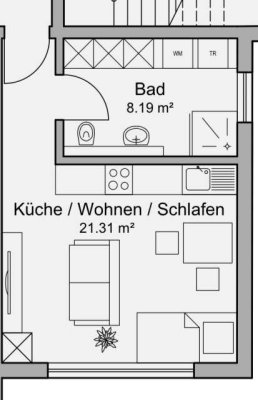Schöne 1-Zimmer-Wohnung mit Einbauküche in Grafenrheinfeld