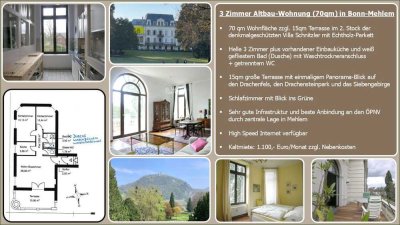 Charmante 3-Zimmer Wohnung im 2. OG mit Balkon in Bonn-Bad Godesberg