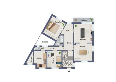Wohnen im Grünen - großzügige 4-Zimmer-Wohnung mit Innenhof und Garten
