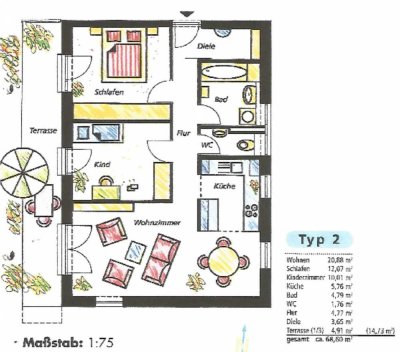 EG Wohnung mit Garten 470000 € - 69 m² - 3.0 Zi.