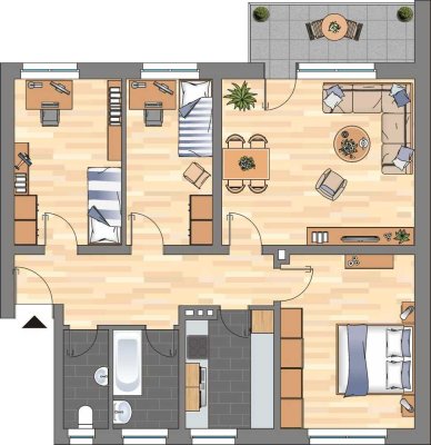 Bereits modernisierte 4-ZKB-Balkonwohnung im Europaviertel zu vermieten!