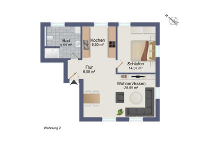 Stilvolle 2,5-Zimmer-EG-Wohnung mit luxuriöser Innenausstattung in Langenau