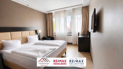 Hotel-Atmosphäre: vollausgestattetes möbliertes ehemaliges Hotelzimmer in Karlsruhe zu vermieten.