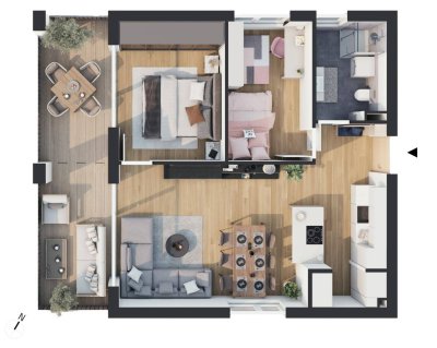 Hochwertige 3-Zimmer Neubau-Wohnung mit Balkon EW04