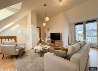 CHARMANTE DACHGESCHOSS-MAISONETTE MIT WOHLFÜHLCHARAKTER - 2 TRAUMHAFTE TERRASSEN - STELLPLATZ OPTIONAL ANMIETBAR