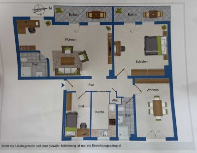 Familienfreundliche 4-Zimmer-Wohnung mit zwei Bädern & Balkonen