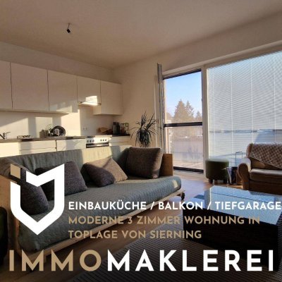 • EINBAUKÜCHE / BALKON / LIFT / TIEFGARAGE-MODERNE 3 - ZIMMER WOHNUNG IN TOPLAGE VON SIERNING !