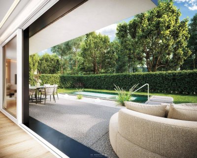 PREMIUMLAGE Leopoldskron: Stilvolle 4 Zi-Gartenwohnung mit optionalem Pool