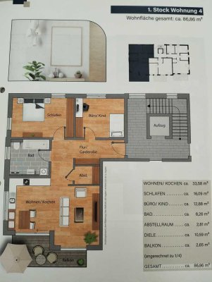 Zuhause mit 3 Zimmern und Balkon in Amberg
