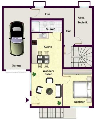 Schöne 2-Zi. EG-Einliegerwohnung mit Einbauküche, Bodenheizung, ohne Provision