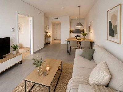 Helle Zwei-Zimmer-Luxus-Wohnung im höhsten Wohnturm Deutschlands