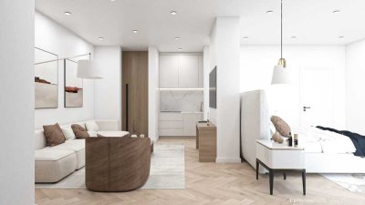 Erstbezug: Luxuriöse 1-Zimmer Wohnung im Souterrain mit Gartenmitbenutzung