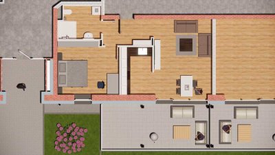 Moderne Zwei-Raum Wohnung mit großer Terasse