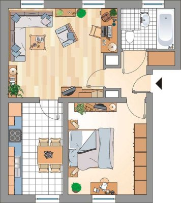 Bezugsfertige 2,5 Zimmer mit neuem Laminatboden und modernem Wannenbad