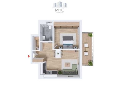 Ankommen und wohlfühlen: perfekt geschnittene 2,5 Zimmer Wohnung mit einem großen Balkon.