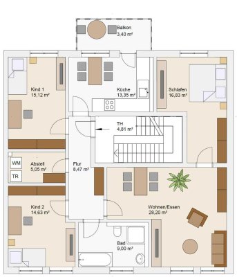 Neuwertige 4,5-Zimmer-Wohnung mit Balkon und EBK in Magdeurg im Dachgeschoss