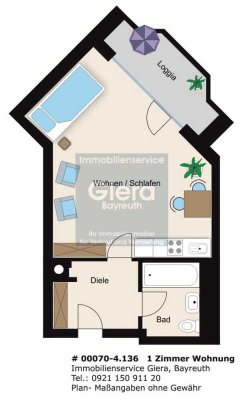 Schöne 1 Zimmer Wohnung mit Balkon