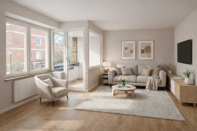 Frisch saniert! 2,5-Zi.-Wohnung mit Südloggia & TG provisionsfrei, Sasel
