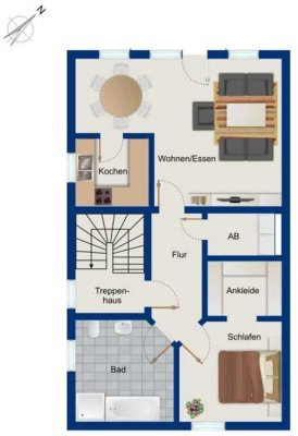 Schöne 2,5-Zimmer-OG-Wohnung mit Einbauküche und Garagenanteil in Lampertheim