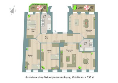 1.Etage mit 2 Wohnungen zum zusammenlegen