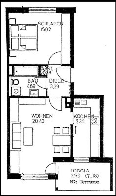 Gepflegte 2-Zimmer Wohnung mit Terrasse in Augsburg-Haunstetten