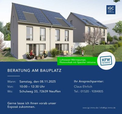 50 % VK und am 8. Nov. vor Ort !*Doppelhaushälfte in sonniger Aussichtslage* KFW 40 förderfähig *