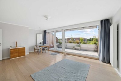 Renovierte 3-Zimmer-Wohnung mit großer Dachterrasse und Blick ins Grüne