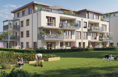 Klimafreundliche 3-Raum-Neubau-Erdgeschosswohnung mit luxuriöser Innenausstattung und 2 Terrassen