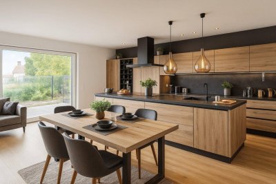 REIHENHAUS ERSTBEZUG mit Garten, Terrasse und modernster Ausstattung! 5 Zimmer - ca. 134m² WNF - Luftwärmepumpe - Deckenkühlung - Dachterrasse - Keller - Stellplatz