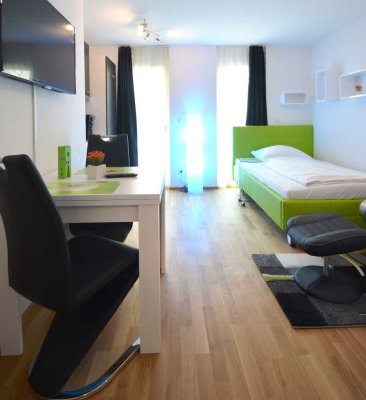 ab 01.04. Moderne 1-Zimmer-Wohnung, wohnlich möbliert & komplett ausgestattet, zentral in Mörfelden
