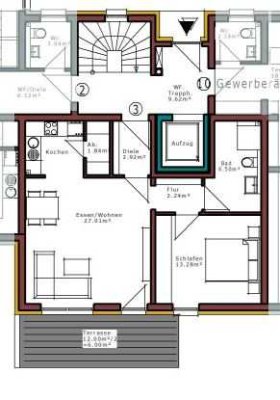 Exklusive 2-Zimmer-Erdgeschosswohnung mit Terasse/Garten zentral in Greding