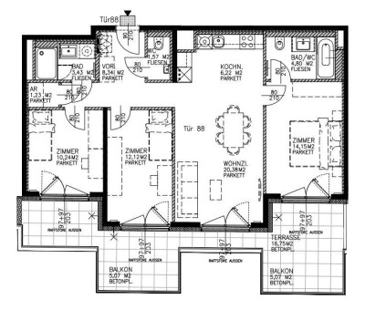 Sonnige 4-Zimmer-Dachgeschoß-Wohnung mit durchgehender Terrasse in Niedrigenergiehaus - zu mieten in 1110 Wien