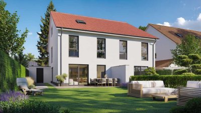 Moderne Neubau-Doppelhaushälfte (KfW-55-Haus) mit Garten und Keller