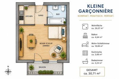 INNSBRUCK - Langfristig vermietete Garconnière mit Südbalkon in Kliniknähe