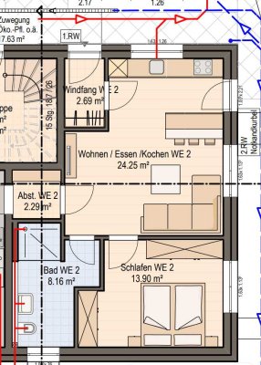 Einliegerwohnung im Neubau, teilmöbliert mit Küchenzeile
