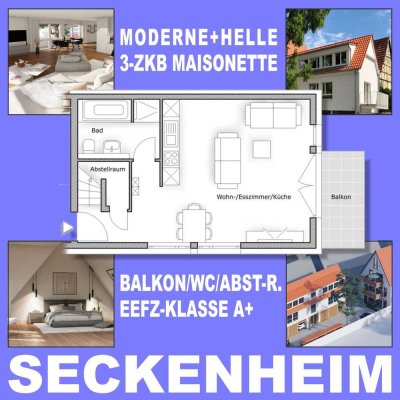 Seckenheim: Maisonette 3 Zimmer Balkon