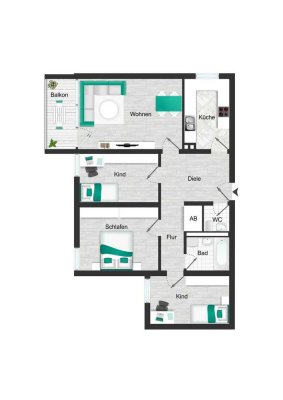 Helle und geräumige 4-Zimmer-Wohnung in München mit Balkon