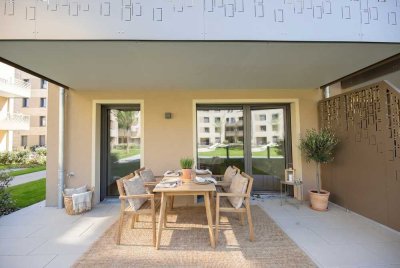 Neubau 3-Zi.-Gartenwohnung mit Tageslichtbad und Einbauküche