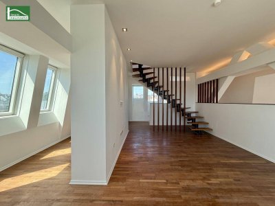 Exklusive 4-Zimmer-Dachgeschoss Maisonette Wohnung mit Terrasse und Aufzug direkt ins Penthouse — 1060 Wien!